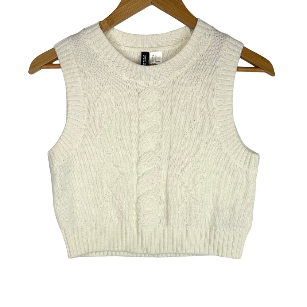 H&M Off White Cropped Sweater Vest Small